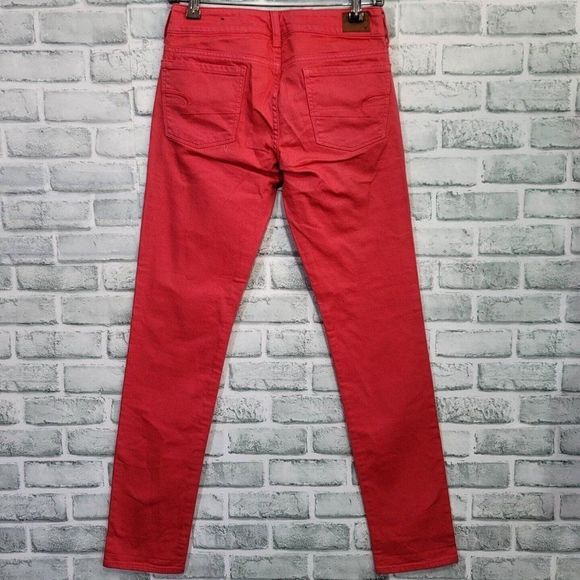 American Eagle Outfitters Womens 2 Dark Pink Denim Skinny Jeans Stretch Low Rise - Picture 3 of 6